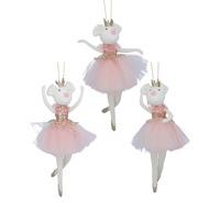 Three Assorted Pink and White Fabric Ballerina Mice | Annie Mo's