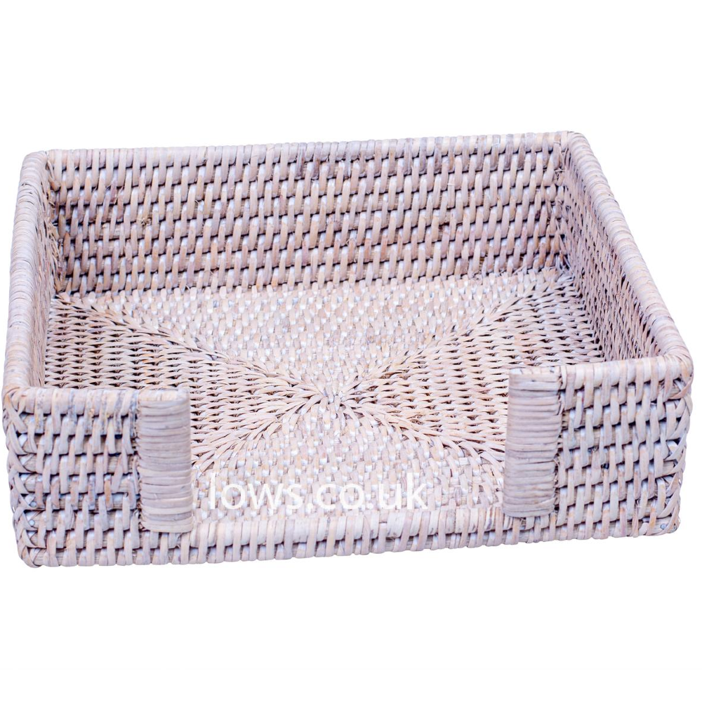 Rattan Paper Napkin Holder in Natural White Wash 22cm | Annie Mo's