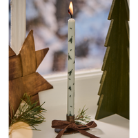 White Taper Candle with Mistletoes Print