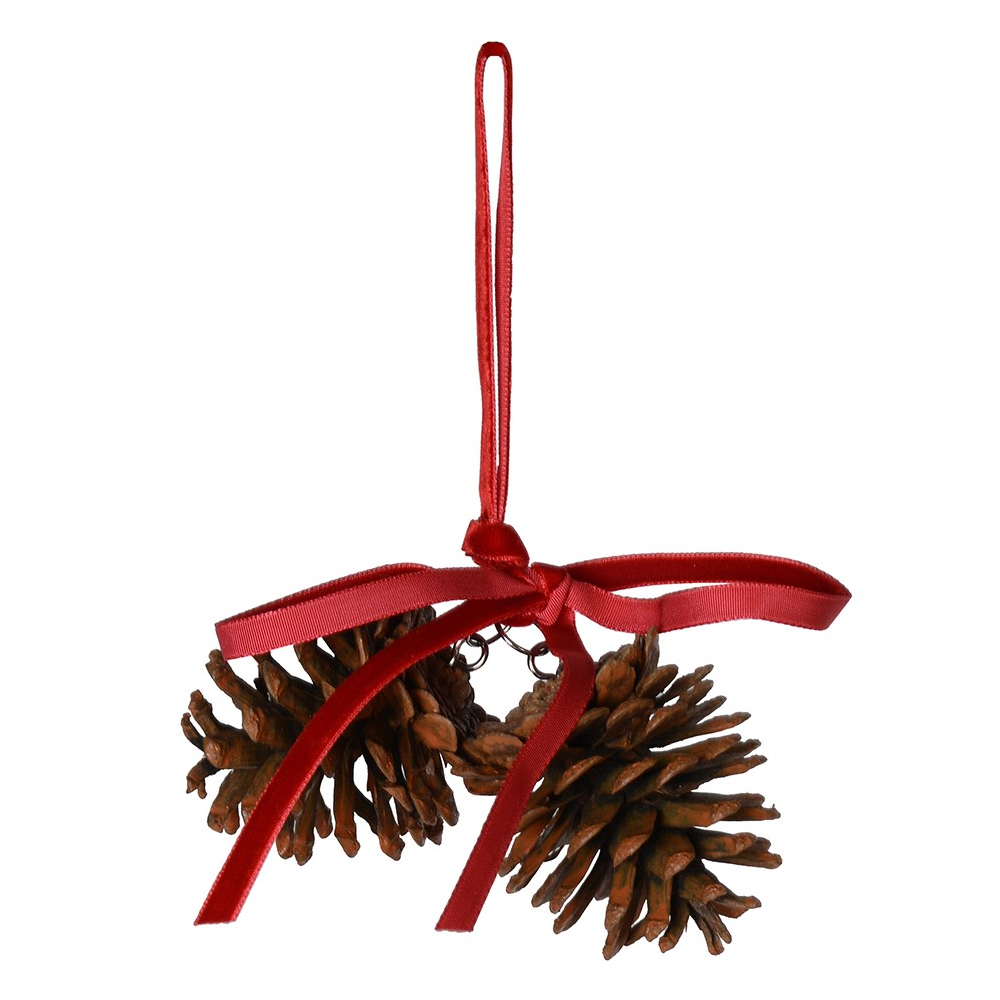 Pinecone Decoration with Red Bow 15cm | Annie Mo's