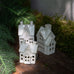 White Melange Set of Three Ceramic Houses with LED's | Annie Mo's