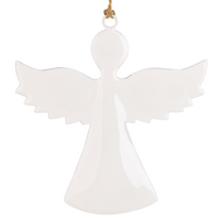 White Enamel Hanging Angel 12cm | Annie Mo's