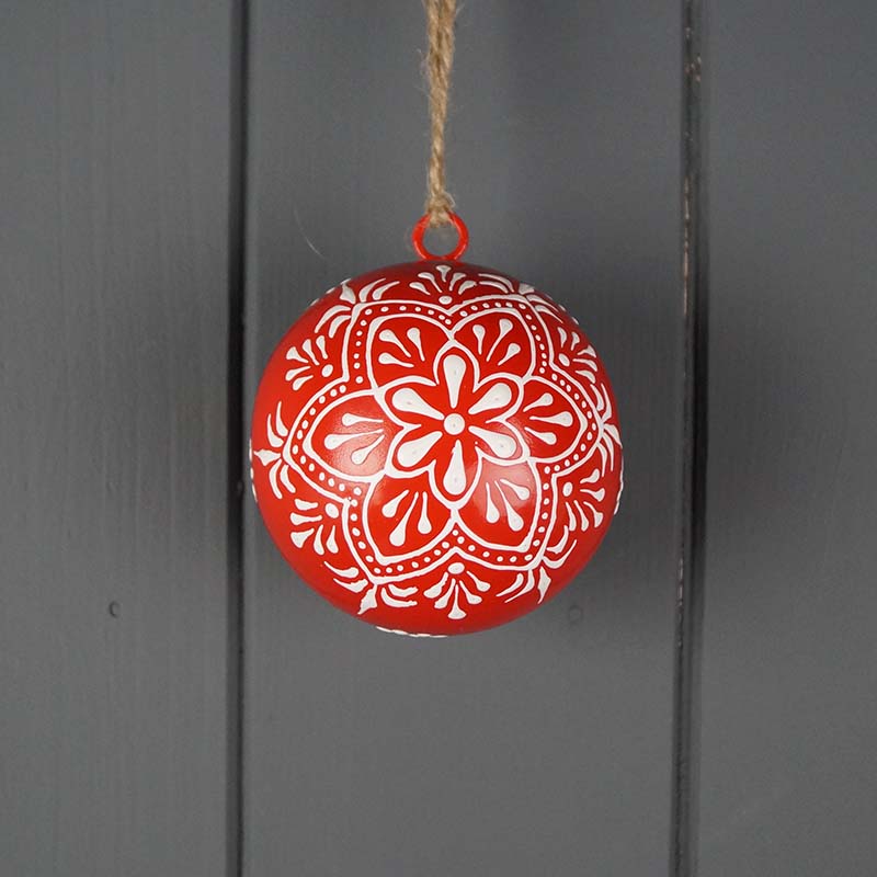 Red Scandi Bauble 6.5cm