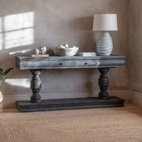 Small Distressed Black Console Table 180cm