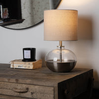 Glass and Brushed Iron Table Lamp with Shade 43cm | Annie Mo's