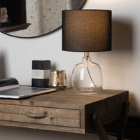 Rounded Glass Table Lamp with Black Shade 45cm | Annie Mo's