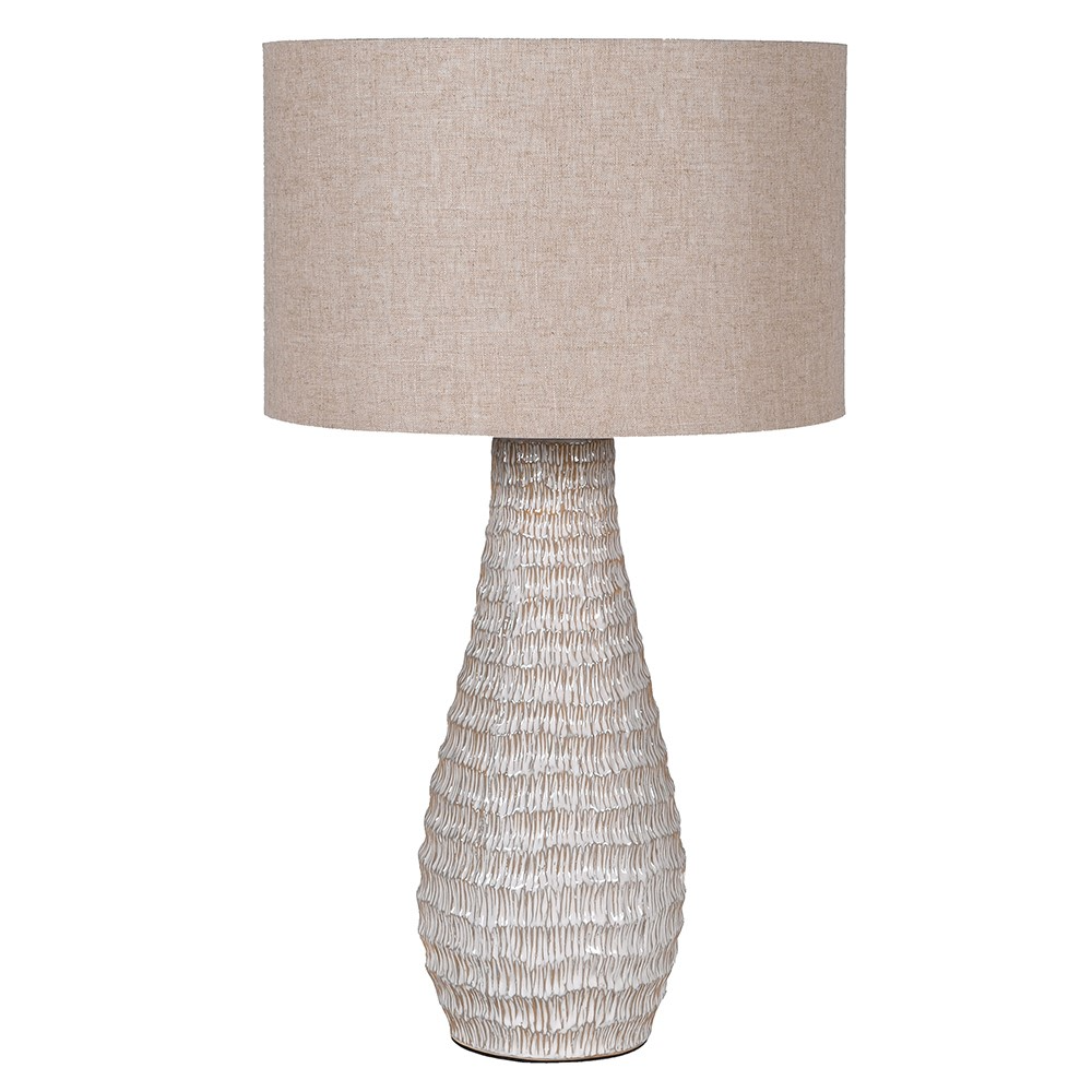 Beige Textured Lamp with Linen Shade 70cm | Annie Mo's