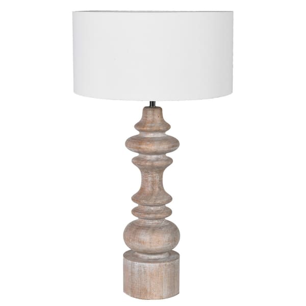 White Wash Wood Lamp with Shade 73cm | Annie Mo's