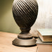 Carved Effect Distressed Black Lamp With Shade