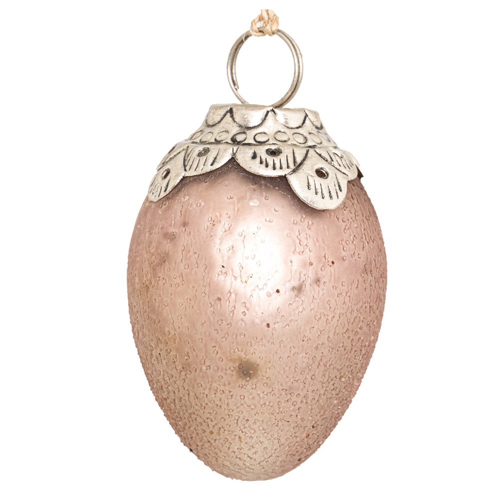 Coral Small Oval Crested Bauble 8cm