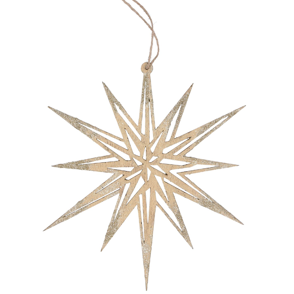 Gold Wood Fretwork Bethlehem Star 22cm | Annie Mo's