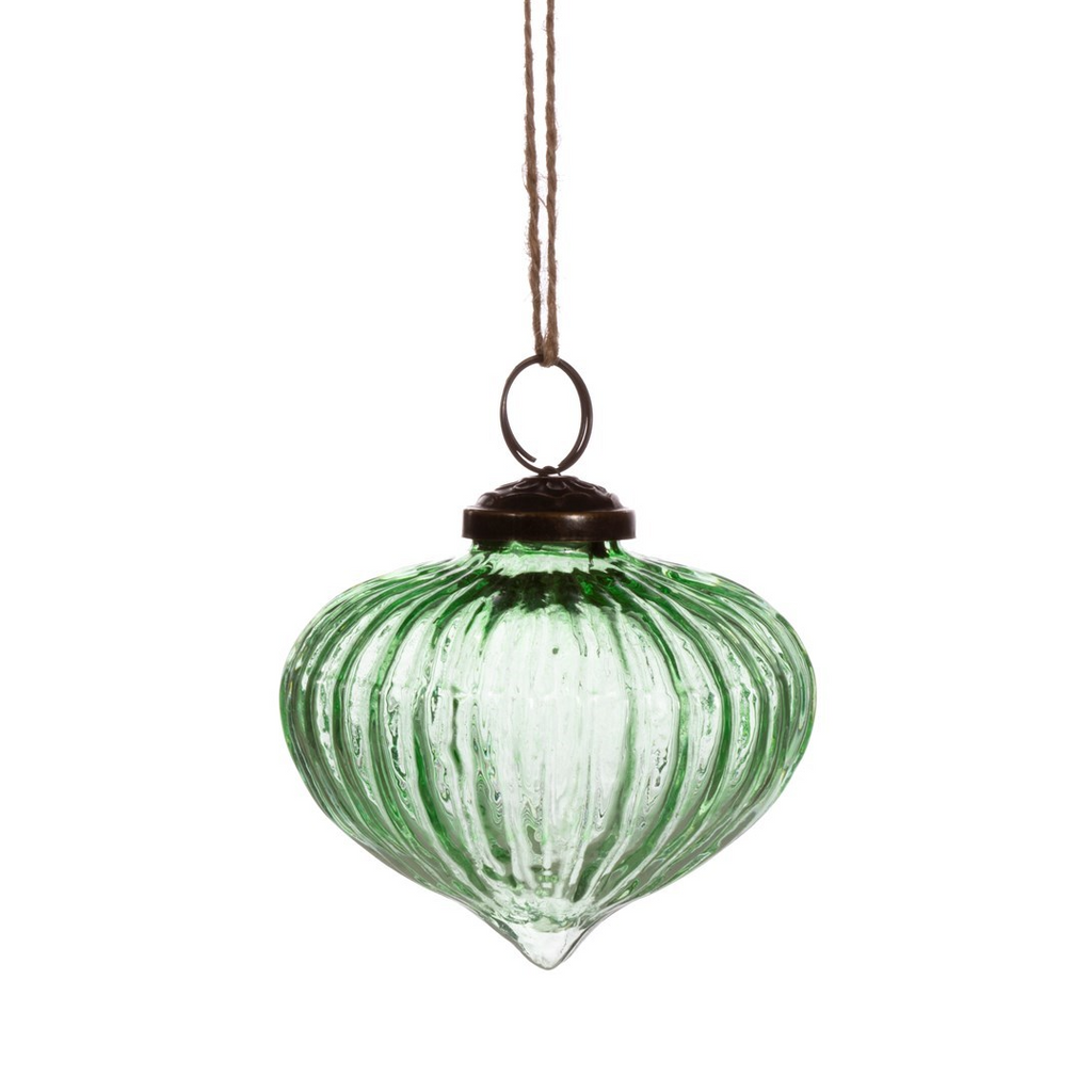 Green Recycled Glass Onion Bauble 7cm | Annie Mo's