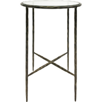 Hand Forged Side Table Dark Bronze Finish with  Glass Top 45cm | Annie Mo's