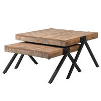 Large Nest of Two Reclaimed Oak Coffee Tables 87cm | Annie Mo's