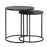 RENGO Textured Black Nickel Nest of Two Tables 52cm | Annie Mo's