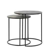 RENGO Textured Black and Brown Metal Nesting Tables 52cm | Annie Mo's