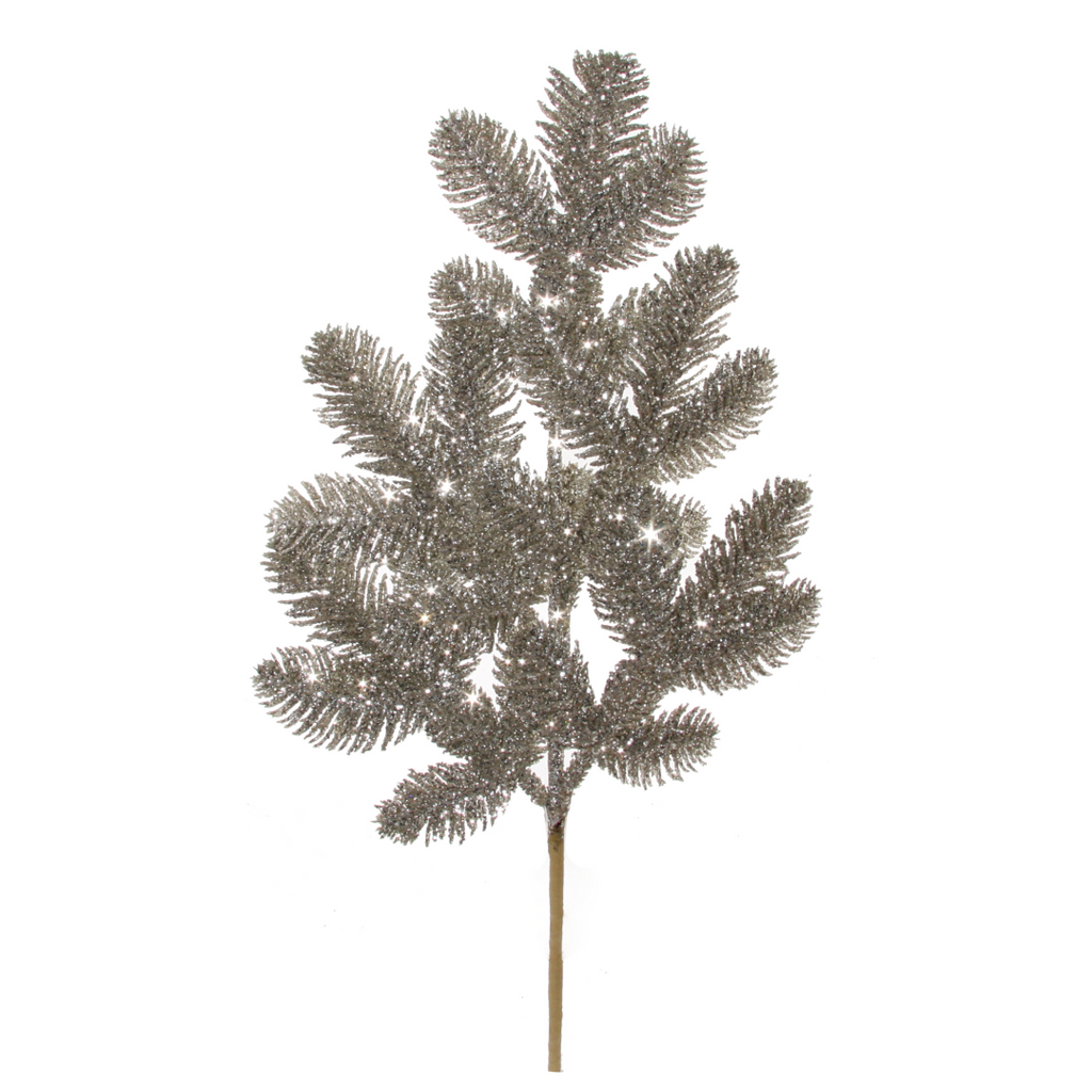 Pine Glitter Branch Silver Iced 50cm | Annie Mo's