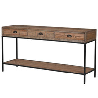 Three Drawer Console Table with Wood and Metal | Annie Mo's